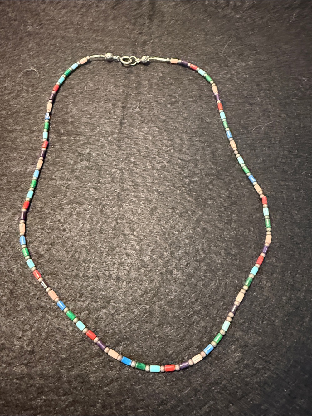 Silpada Multicolor Seed Bead Necklace - Red, Green, Blue, Purple, Cream, Tan